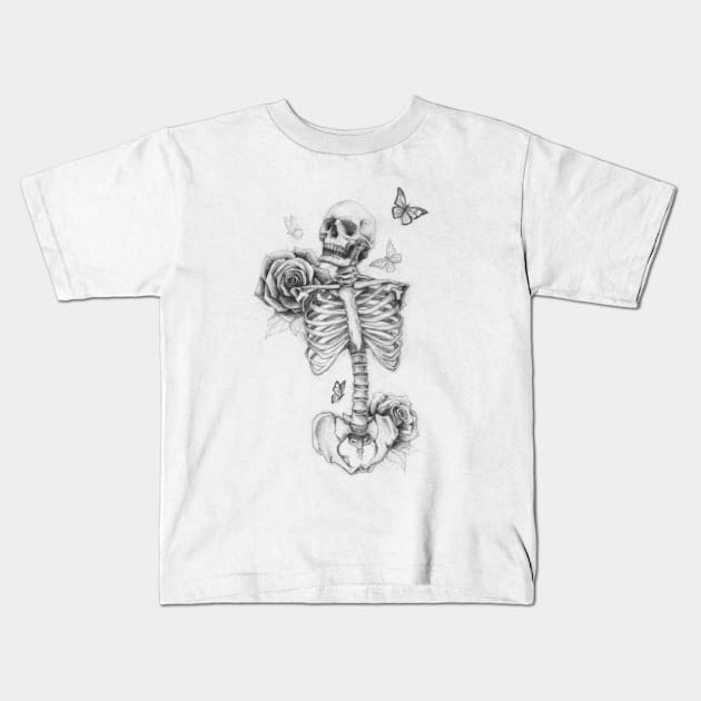 Skeleton Kids T-Shirt by mikekoubou